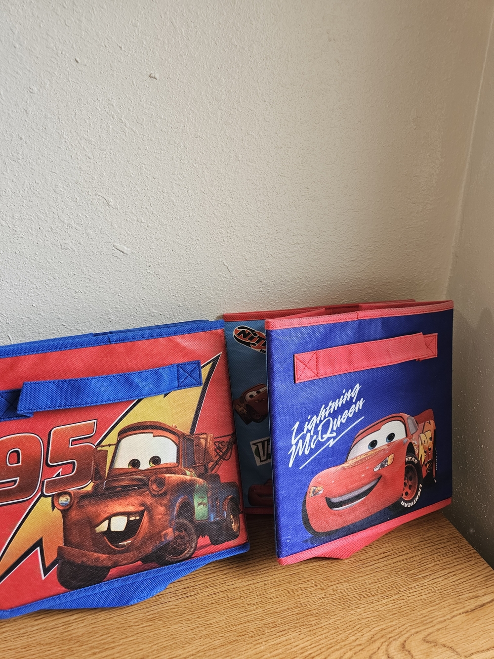 Cars 2 Storage Bins Collapsible Fabric Lightning Mcqueen & Mater 9.5 Inch Disney - Picture 12 of 15